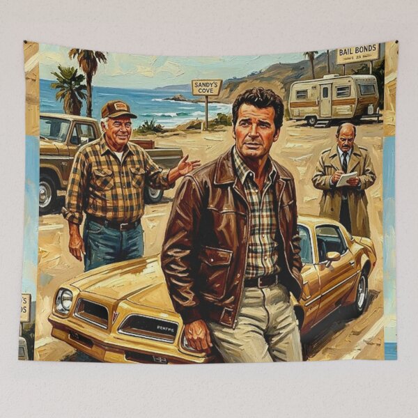 Item preview, The Rockford Files Retro Detective Crime Drama TV Series Art Poster designed and sold by Art's Diner.