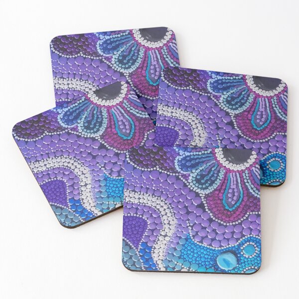Item preview, Aboriginal Dot Painting Bedding Set Ocean Lines Violet Blue designed and sold by AboriginalartVI.