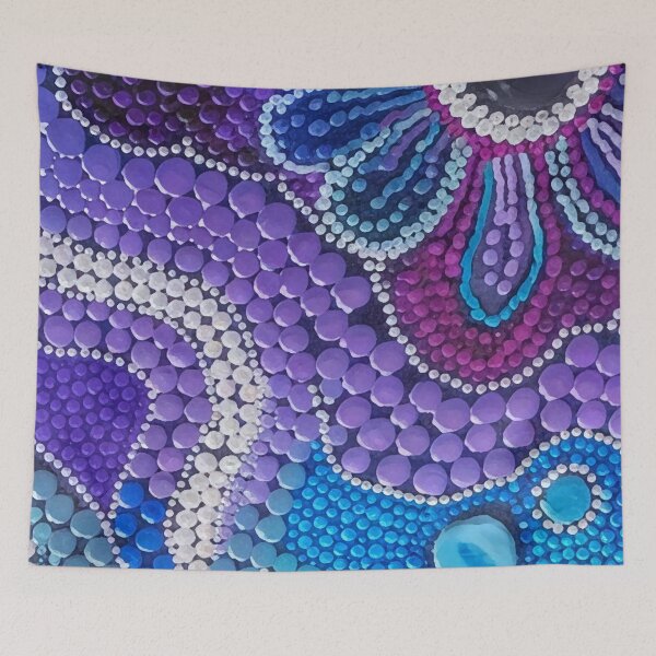Item preview, Aboriginal Dot Painting Bedding Set Ocean Lines Violet Blue designed and sold by AboriginalartVI.