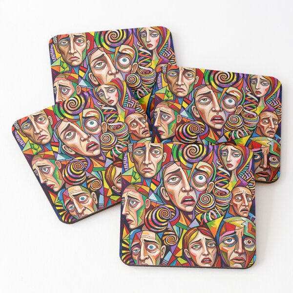 Item preview, Vibrant Expressionist Portrait of Many Faces - Multi Face Portrait designed and sold by QQQueen.