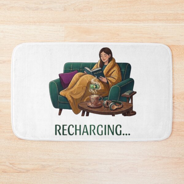 Item preview, Recharging Introvert Girl Reading Book on Sofa designed and sold by Northern Glow Art.