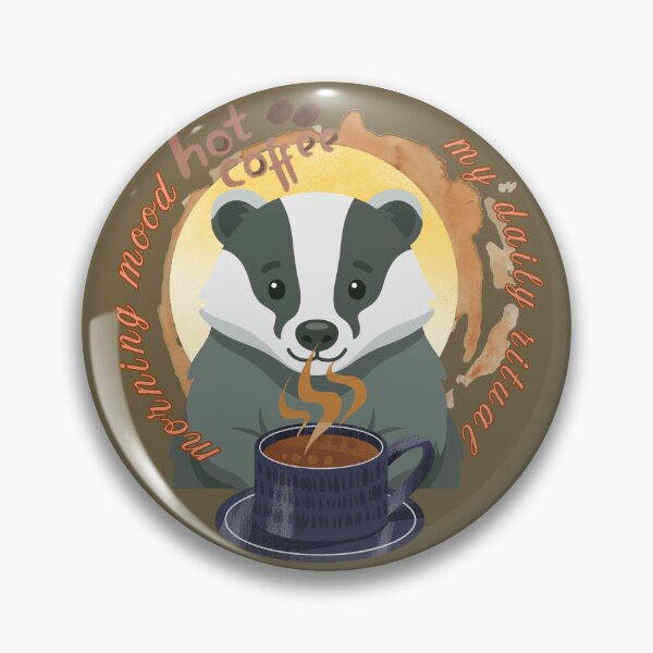 Item preview, Morning Mood Badger - Hot Coffee & My Daily Ritual Cozy Aesthetic. designed and sold by LunaPrintCo.