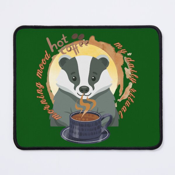 Item preview, Morning Mood Badger - Hot Coffee & My Daily Ritual Cozy Aesthetic. designed and sold by LunaPrintCo.