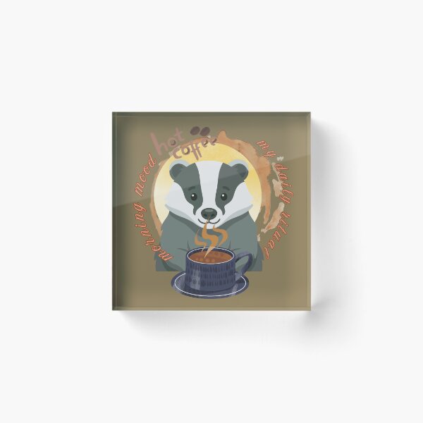 Item preview, Morning Mood Badger - Hot Coffee & My Daily Ritual Cozy Aesthetic. designed and sold by LunaPrintCo.