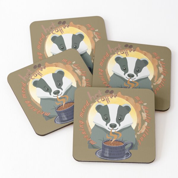 Item preview, Morning Mood Badger - Hot Coffee & My Daily Ritual Cozy Aesthetic. designed and sold by LunaPrintCo.