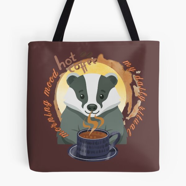 Item preview, Morning Mood Badger - Hot Coffee & My Daily Ritual Cozy Aesthetic. designed and sold by LunaPrintCo.