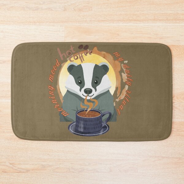 Item preview, Morning Mood Badger - Hot Coffee & My Daily Ritual Cozy Aesthetic. designed and sold by LunaPrintCo.