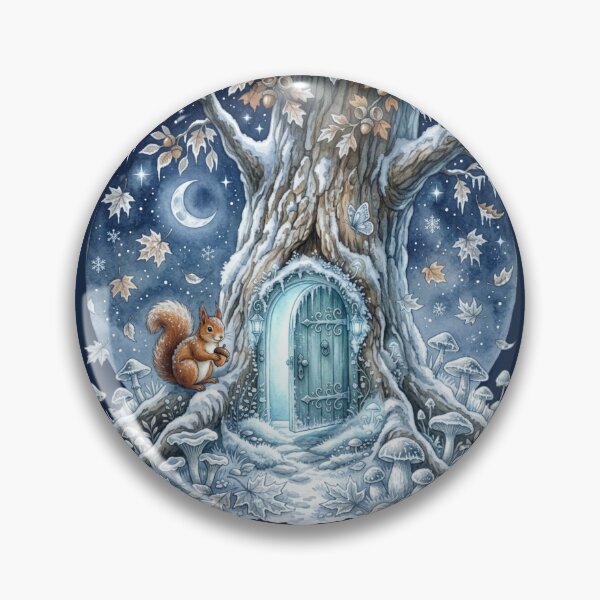 Item preview, Winter Fairy Door Watercolor Cottagecore Art designed and sold by CalmCapy Co.