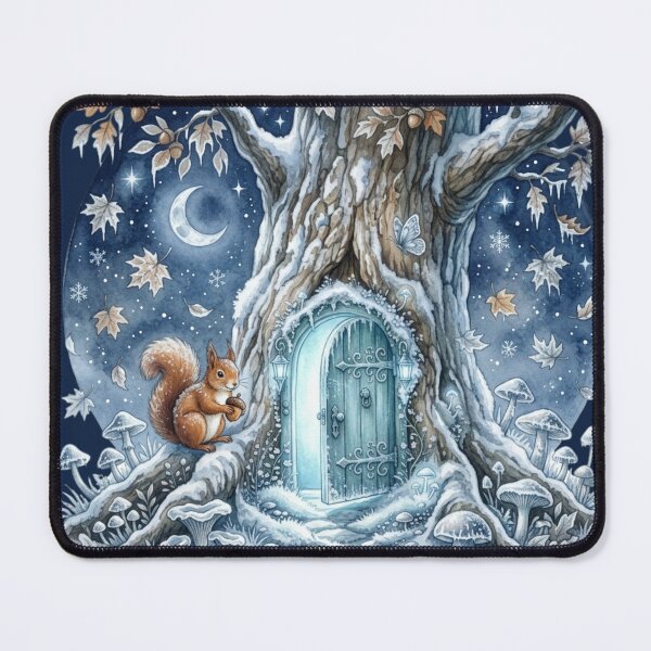 Item preview, Winter Fairy Door Watercolor Cottagecore Art designed and sold by CalmCapy Co.