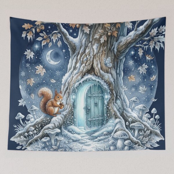 Item preview, Winter Fairy Door Watercolor Cottagecore Art designed and sold by CalmCapy Co.