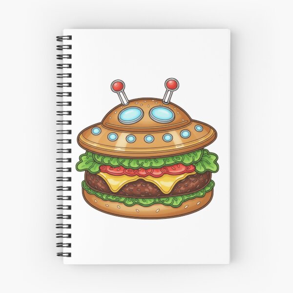 Item preview, UFO Burger Funny Alien Food Illustration designed and sold by Inka Moon Design.