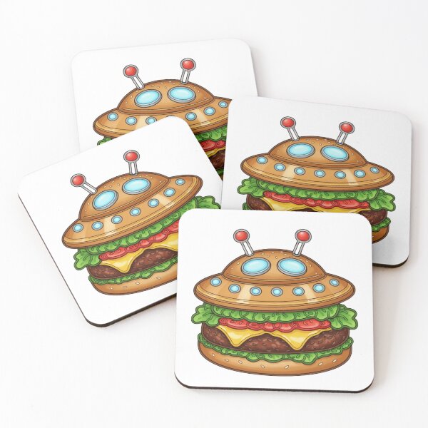 Item preview, UFO Burger Funny Alien Food Illustration designed and sold by Inka Moon Design.
