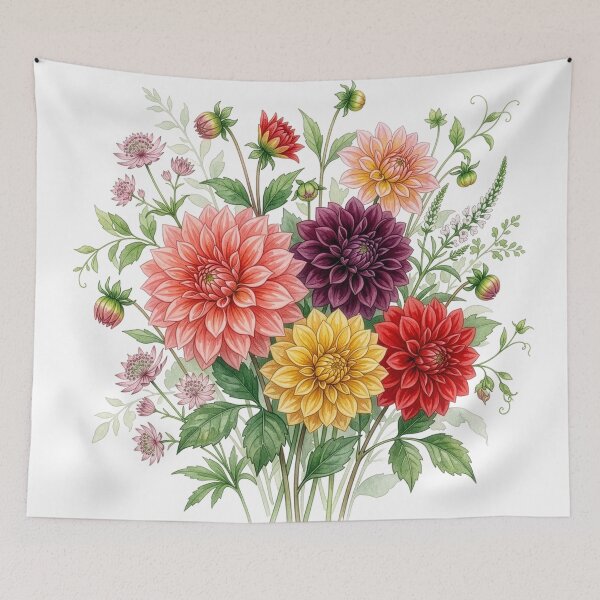 Item preview, Watercolor Dahlia Bouquet Illustration designed and sold by Rutvain.