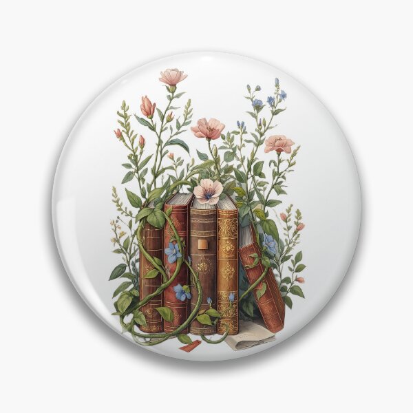 Item preview, Vintage Floral Books Botanical Library Cottagecore Illustration designed and sold by Evergreen Horizon Works.