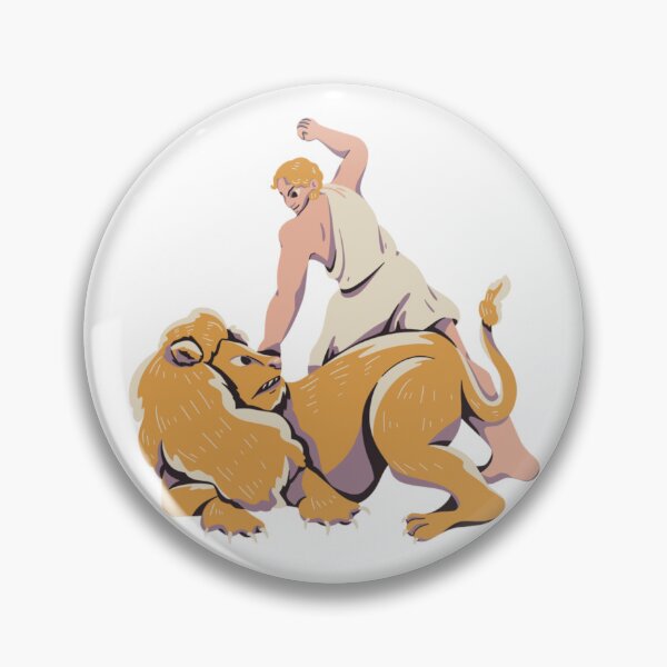 Item preview, Hero Wrestling a Lion Mythological Illustration designed and sold by DailyDoodlesBySumbul.