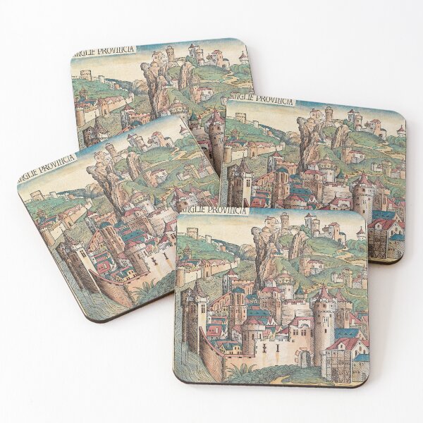 Item preview, Medieval Village Scene With Castles And Towers, Anglia, England designed and sold by galadrielland.