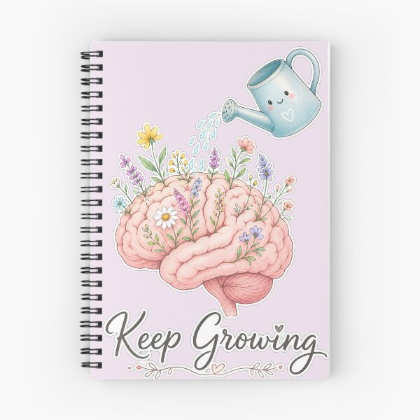 Item preview, Keep Growing — Floral Brain Mental Health Art | Cute Motivational Watercolor Design designed and sold by carthagia.