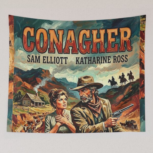 Item preview, Conagher Retro Western Action Tribute Art Movie Poster designed and sold by Art's Diner.