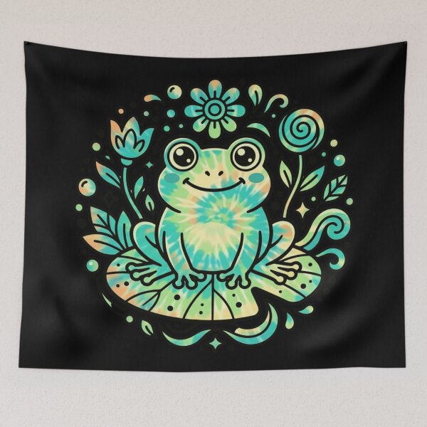 Item preview, Tie Dye Frog Cute Aesthetic Kawaii Retro 70s Frog Lover Gift designed and sold by Basma Designs | Retro, Kawaii Shirts & Stickers.
