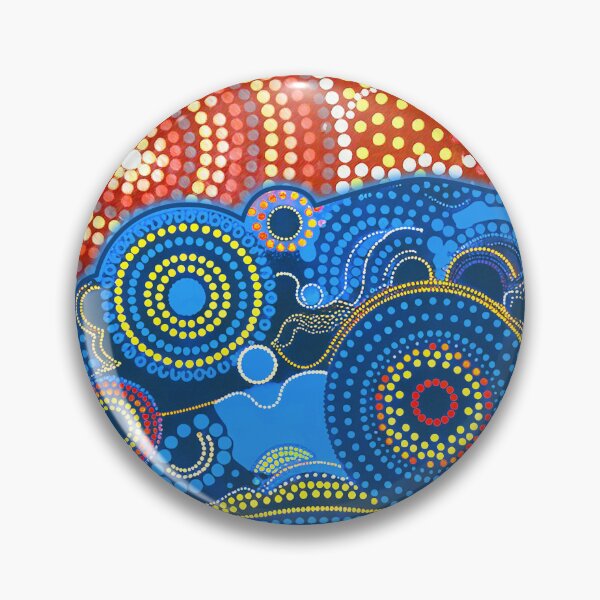 Item preview, Aboriginal Dot Painting Bedding Set Ocean And Sun Blue Red designed and sold by AboriginalartVI.