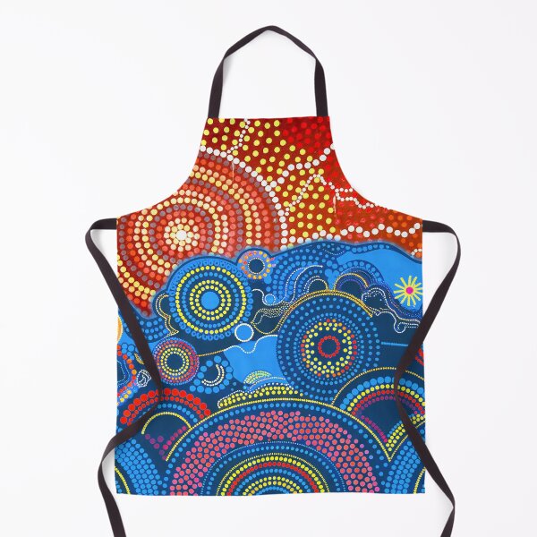 Item preview, Aboriginal Dot Painting Bedding Set Ocean And Sun Blue Red designed and sold by AboriginalartVI.