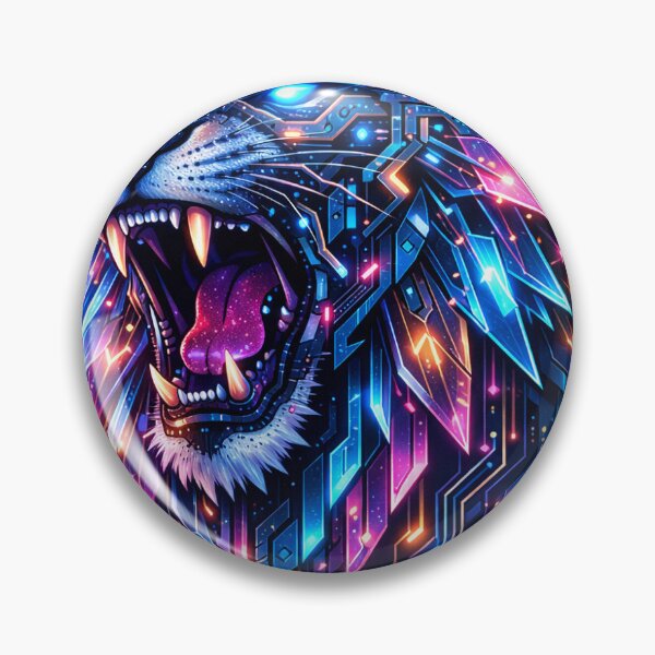 Item preview, Cyber Lion Roar: Neon Crystal Tech Matrix designed and sold by synthesisnft.