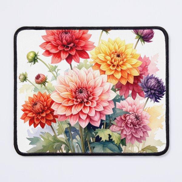 Item preview, Colorful Watercolor Dahlia Bouquet designed and sold by Rutvain.