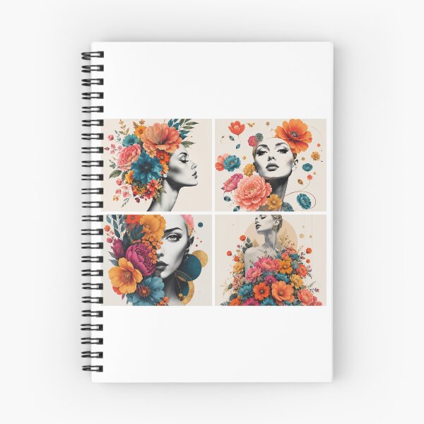 Item preview, Floral Woman Collage Black and White Colorful Flowers Wall Art Print designed and sold by Leogasup.