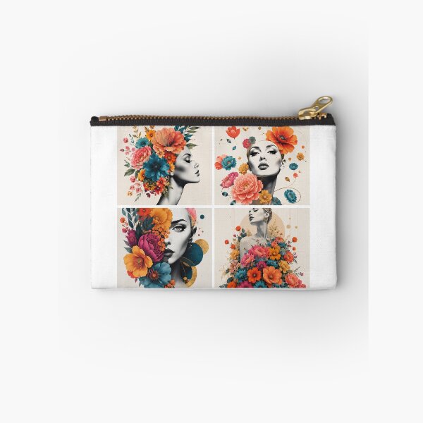 Item preview, Floral Woman Collage Black and White Colorful Flowers Wall Art Print designed and sold by Leogasup.