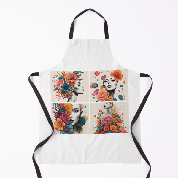 Item preview, Floral Woman Collage Black and White Colorful Flowers Wall Art Print designed and sold by Leogasup.