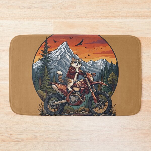 Item preview, Adventure Cat on Dirt Bike – Mountain Off Road Rider Cat Graphic designed and sold by BlackCat Vibe.