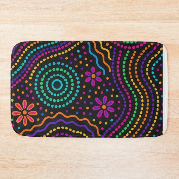 Item preview, Aboriginal Dot Painting Bedding Set Neon Songlines designed and sold by AboriginalartVI.