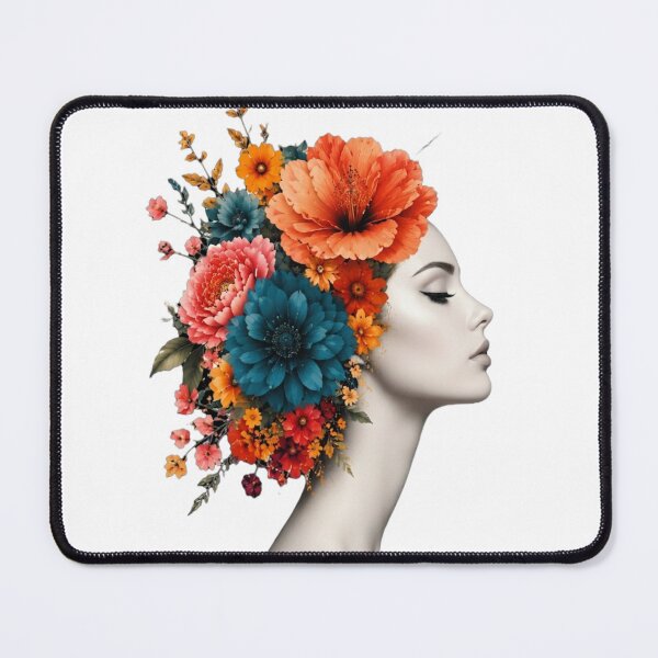 Item preview, Floral Woman Profile Black and White Colorful Flower Crown Wall Art designed and sold by Leogasup.