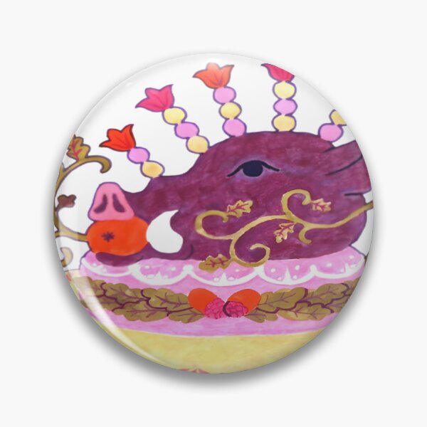 Item preview, Whimsical Boar Head Festive Cake Illustration designed and sold by fnsdjfnsidjdns.