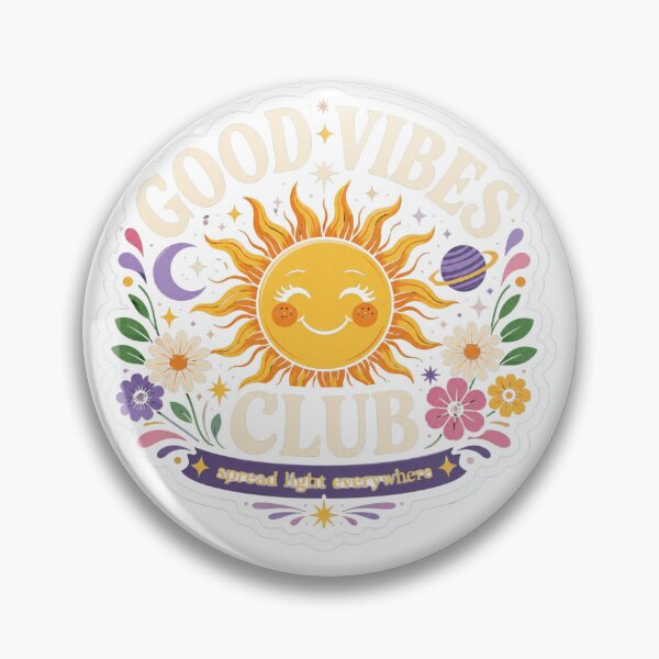 Item preview, Good Vibes Club Happy Sun Sticker designed and sold by ModernMoodCo.