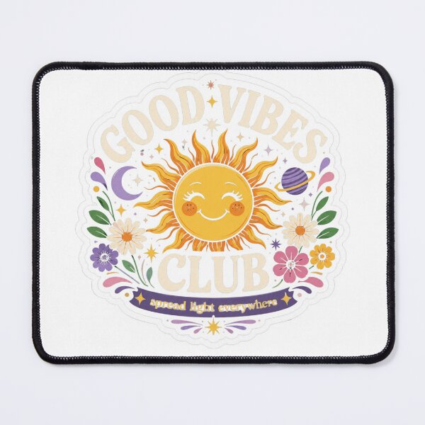 Item preview, Good Vibes Club Happy Sun Sticker designed and sold by ModernMoodCo.