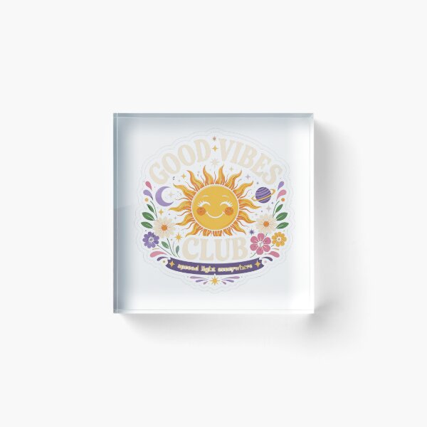 Item preview, Good Vibes Club Happy Sun Sticker designed and sold by ModernMoodCo.