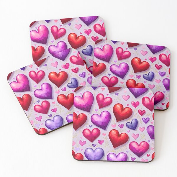 Item preview, Glowing Hearts Red Pink Purple with Gold Branches Romantic Valentine Pattern designed and sold by Good Vibes .