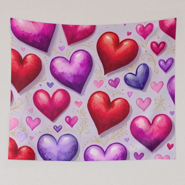 Item preview, Glowing Hearts Red Pink Purple with Gold Branches Romantic Valentine Pattern designed and sold by Good Vibes .