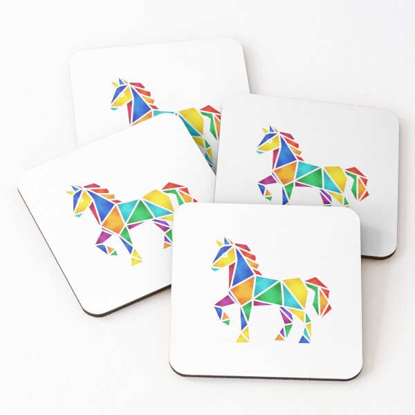 Item preview, Colorful Geometric Origami Horse Art designed and sold by Inka Moon Design.