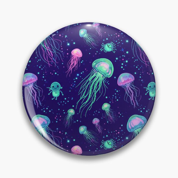 Item preview, Neon Galactic Jellyfish & Robot friend pattern designed and sold by TB-73.