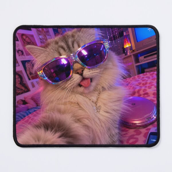 Item preview, Y2K Cool Cat in Neon Bedroom designed and sold by Jandedan.