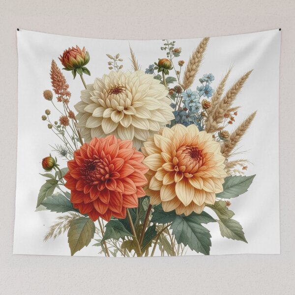 Item preview, Boho Watercolor Dahlia Bouquet designed and sold by Rutvain.
