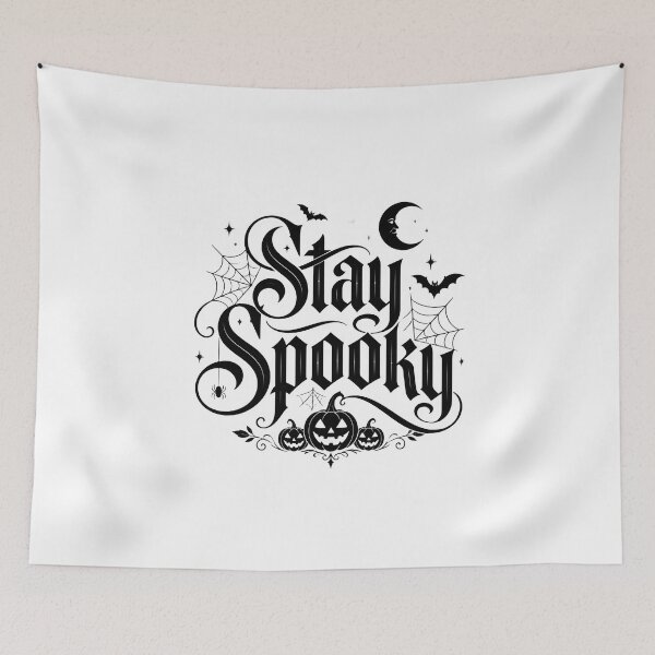 Item preview, Stay Spooky Gothic Halloween Typography Design | Black Pumpkin & Spider Web Aesthetic designed and sold by ColorClouds.