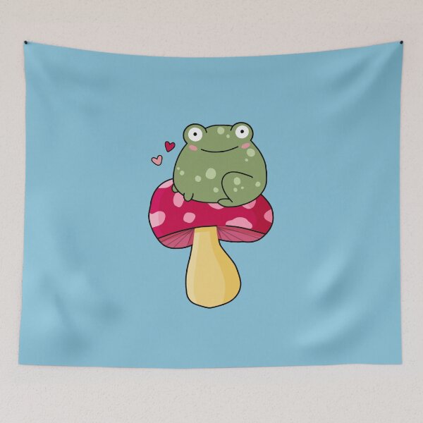 Item preview, cartoon mushroom frog designed and sold by trinketgal.