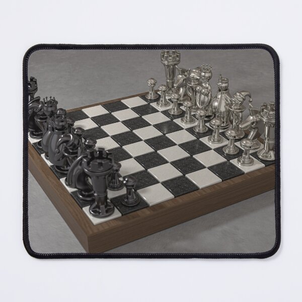 Item preview, 3D Chess Set, Black and Silver Metal – Mascot Design Pieces, Marble and Wood Chessboard designed and sold by Keltoi-art.
