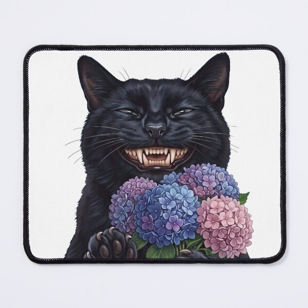 Item preview, Creepy Cute Black Cat with Flowers – Dark Humor Gothic Cat Lover Design designed and sold by BlackCat Vibe.