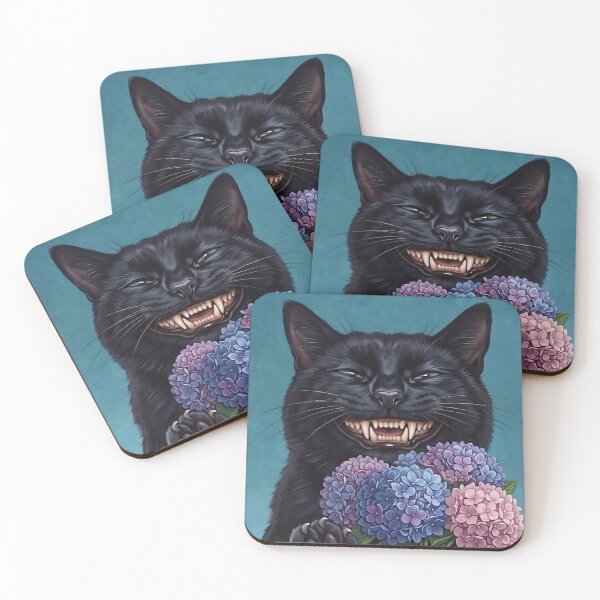 Item preview, Creepy Cute Black Cat with Flowers – Dark Humor Gothic Cat Lover Design designed and sold by BlackCat Vibe.