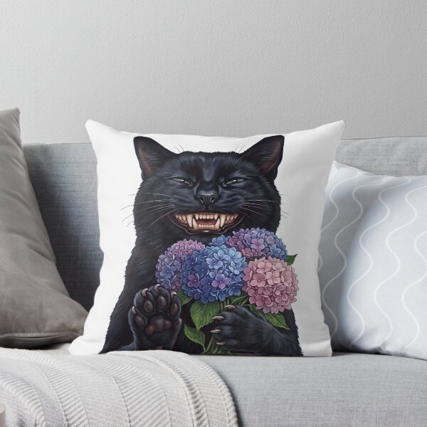 Item preview, Creepy Cute Black Cat with Flowers – Dark Humor Gothic Cat Lover Design designed and sold by BlackCat Vibe.