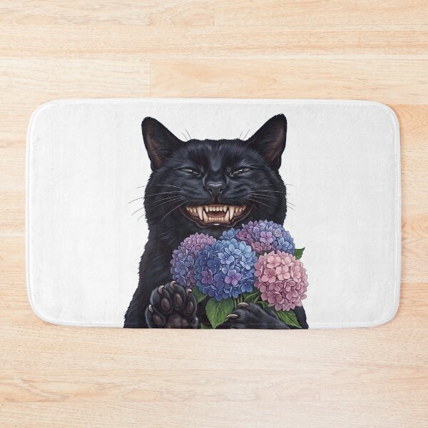 Item preview, Creepy Cute Black Cat with Flowers – Dark Humor Gothic Cat Lover Design designed and sold by BlackCat Vibe.